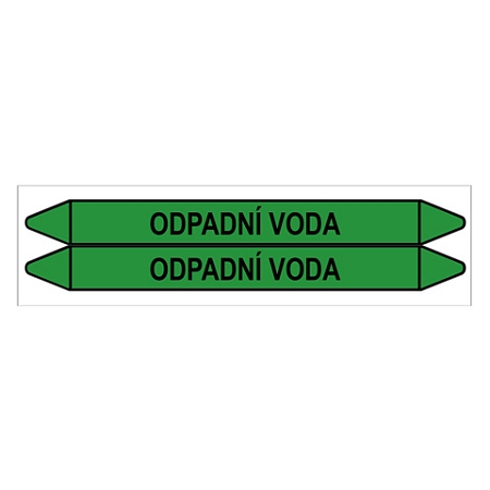 Značení potrubí, odpadní voda,2 ks, 450 × 52 mm